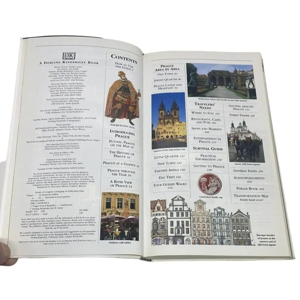 Prague: DK Eyewitness Travel Guides 1st American Ed. 1994 Maps Photos 264 Pages